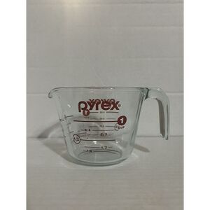 Vintage Pyrex 1 Cup 250ml Glass Corning Measuring Cup Ladle Handle Red Ltr‎ #508